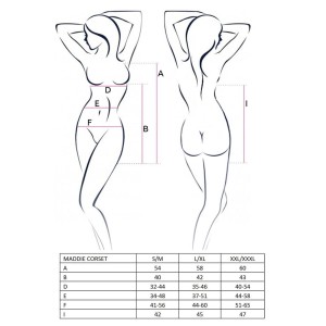 Корсет-сорочка з пажами MADDIE CORSET black S/M - Passion, трусики. Photo 3