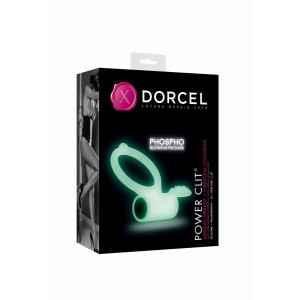 Эрекционное кольцо Dorcel Power Clit White PHOSPHO с вибрацией, белое, светится в темноте. Photo 2