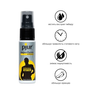 Пролонгувальний спрей pjur Superhero Strong Spray 20 ml, з екстрактом імбиру, всотується в шкіру. Photo 2