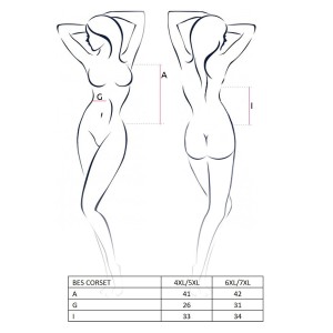 Корсет під латекс з пажами BES CORSET black 4XL/5XL - Passion, стрінги, шнурівка. Photo 2