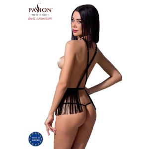 Комплект білизни INDRA SET OpenBra black XXL/XXXL - Passion Exclusive: стрінги, портупея з бахромою. Photo 2