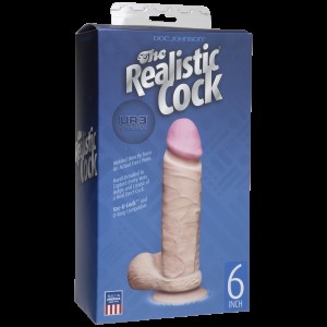 Фалоімітатор Doc Johnson The Realistic Cock 6 inch White – ULTRASKYN, Vack-U-Lock, діаметр 4,3 см. Photo 2