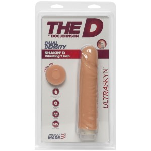 Фалоімітатор Doc Johnson The D: Shakin D 7 Inch Vibro ULTRASKYN, діаметр 3,8 см, плавне регулювання. Photo 2