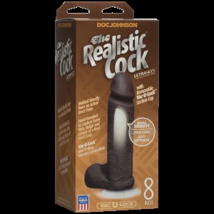 Фалоімітатор Doc Johnson The Realistic Cock 8 inch Black - ULTRASKYN, Vack-U-Lock, діаметр 5,1 см. Photo 3