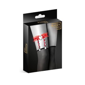 Гартер на ногу Bijoux Pour Toi - WITH HEART AND SPIKES Red, сексуальна підв'язка з сердечком. Photo 3