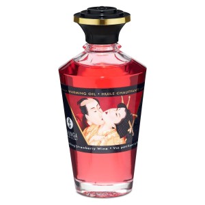 Розігрівальна олія Shunga Aphrodisiac Warming Oil – Sparkling Strawberry Wine (100 мл) без цукру. Photo 2