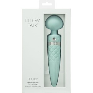 Вібромасажер 2в1 PILLOW TALK - Sultry Teal, класичний масажер і вібратор з ротацією, підігрів. Photo 3
