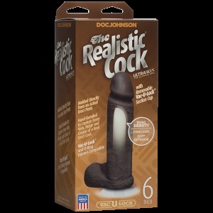 Фалоімітатор Doc Johnson The Realistic Cock 6 inch Black - ULTRASKYN, Vac-U-Lock, діаметр 4,3 см. Photo 3