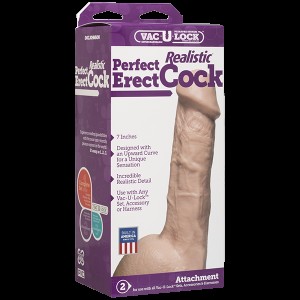 Фалоімітатор Doc Johnson - 7 Inch Perfect Erect Cock, діаметр 3,8см, велика голівка, Vac-U-Lock. Photo 2