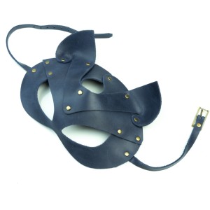 Преміум маска кішечки LOVECRAFT, натуральна шкіра, блакитна, подарункова упаковка. Photo 2