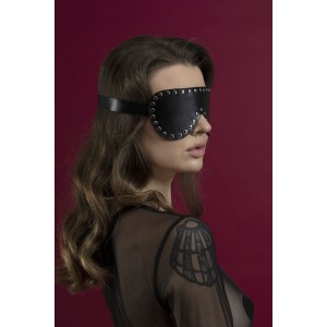 Маска на очі з заклепками Feral Feelings - Blindfold Mask, натуральна шкіра, чорна. Photo 2