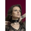 Чокер широкий з кільцем для повідця Feral Feelings - Collar чорний, натуральна шкіра