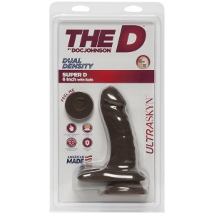 Фалоімітатор Doc Johnson The D - Super D - 6 Inch With Balls - ULTRASKYN - Chocolate, діаметр 3,8 см. Photo 2