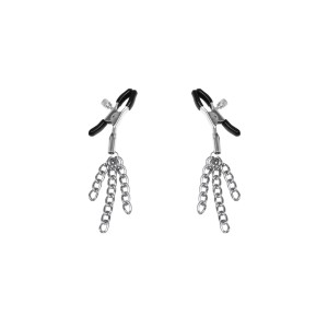 Затискачі для сосків з пензликами Feral Feelings - Nipple clamps Tassels, срібло/чорний