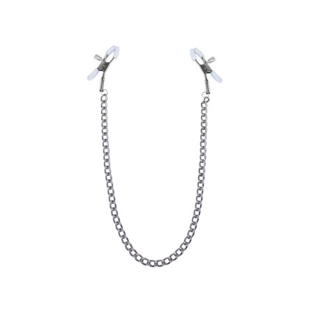 Затискачі для сосків з ланцюжком Feral Feelings - Nipple clamps Classic, срібло/білий