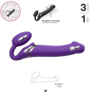 Безремінний страпон з вібрацією Strap-On-Me Vibrating Violet M, діаметр 3,3 см, пульт ДК, регульован. Photo 2