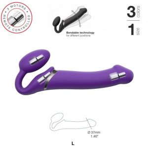 Безремінний страпон з вібрацією Strap-On-Me Vibrating Violet L, діам. 3,7 см, пульт ДК, регульований. Photo 2
