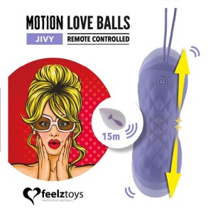 Вагінальні кульки з масажем і вібрацією FeelzToys Motion Love Balls Jivy з пультом ДК, 7 режимів. Photo 2