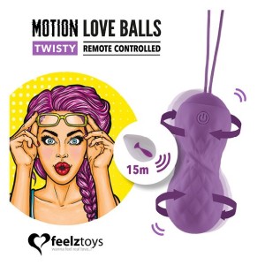 Вагінальні кульки з масажем і вібрацією FeelzToys Motion Love Balls Twisty з пультом ДК, 7 режимів. Photo 2