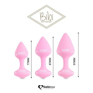 Набір силіконових анальних пробок FeelzToys - Bibi Butt Plug Set 3 pcs Pink. Photo 2