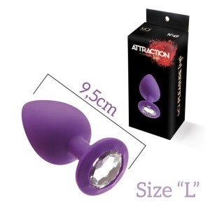 Анальна пробка з кристалом MAI Attraction Toys №49 Purple, довжина 9,5 см, діаметр 4 см. Photo 2