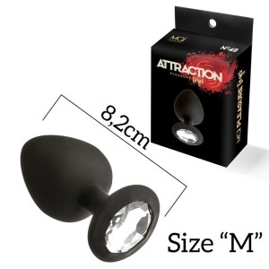 Анальна пробка з кристалом MAI Attraction Toys №48 Black, довжина 8,2 см, діаметр 3,5 см. Photo 2