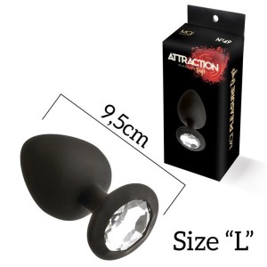 Анальна пробка з кристалом MAI Attraction Toys №49 Black, довжина 9,5 см, діаметр 4 см. Photo 2