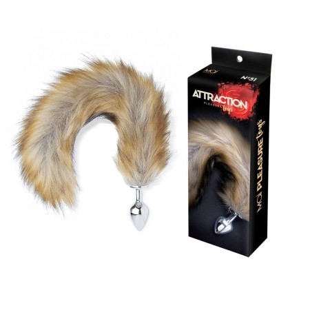 Анальна пробка Лисячий Хвіст MAI Attraction Toys №51, розмір пробки 7×3 см, загальна довжина 50 см