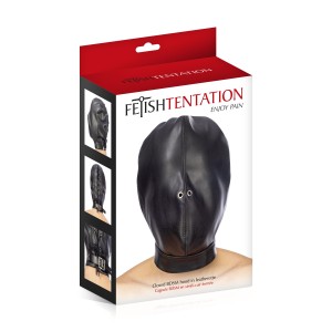 Капюшон для БДСМ Fetish Tentation Closed BDSM hood in leatherette. Photo 3