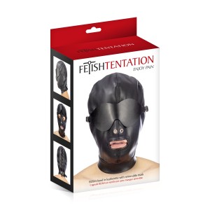 Капюшон для БДСМ зі знімною маскою Fetish Tentation BDSM hood in leatherette with removable mask. Photo 3