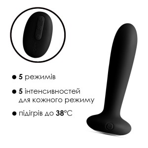 Анальна пробка з вібрацією та підігрівом, пульт ДК Svakom Primo Black. Photo 3