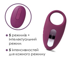 Эрекционное кольцо с вибрацией и пультом ДУ Svakom Winni Violet. Photo 3