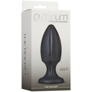 Анальний плаг із каналами для змащення Doc Johnson Platinum Premium Silicone — The Rocket — Black. Photo 2