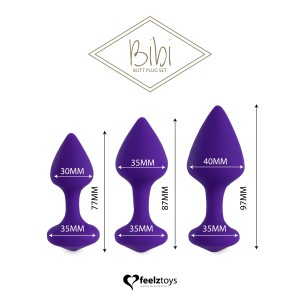 Набір силіконових анальних пробок FeelzToys - Bibi Butt Plug Set 3 pcs Purple. Photo 2