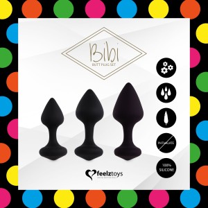 Набір силіконових анальних пробок FeelzToys - Bibi Butt Plug Set 3 pcs Black. Photo 3