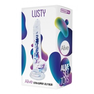 Прозорий фалоімітатор Alive Jelly Dildo Lusty, ТПЕ, присоска, діаметр 3,2см, довжина 18см. Photo 2