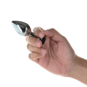 Металева анальна пробка Lux Active з трояндою - Rose Anal Plug - Black, віброкуля в подарунок. Photo 3