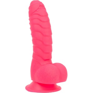 Ребристий фалоімітатор на присосці ADDICTION — Tom 7″ Dildo With Balls — Pink, віброкуля в подарунок. Photo 3