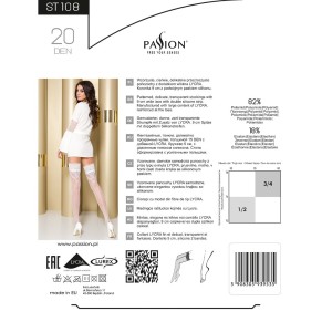 Панчохи Passion ST108 3/4 білі, на ажурній силіконовій резинці з люрексовою ниткою. Photo 3