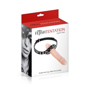 Кляп із подвійним фалоімітатором Fetish Tentation – Double Penis Gag Flesh. Photo 2