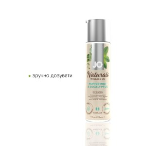 Масажна олія System JO - Naturals Massage Oil - Peppermint & Eucalyptus з натуральними ефірними олія. Photo 3