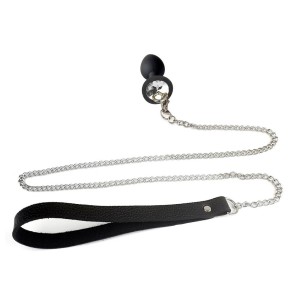 Силіконова анальна пробка Art of Sex Metal Anal Plug with Leash size M з повідцем Black. Photo 2