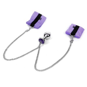 Наручники з металевою анальною пробкою Art of Sex Handcuffs with Metal Anal Plug size M Purple. Photo 3