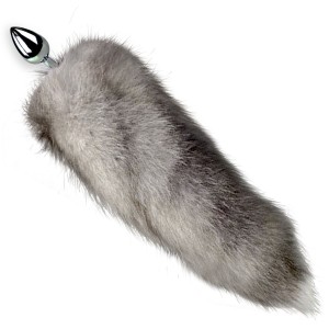 Металева анальна пробка з хвостом із натурального хутра Art of Sex size M Artctic fox. Photo 3