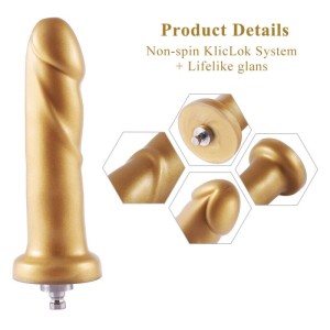 Золотий фалоімітатор Hismith 6.8″ Golden Silicone Dildo, система KlicLok. Photo 2