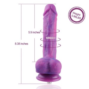 Фалоімітатор 8.2″ з вібрацією для секс-машин Hismith Purple Silicone Dildo with Vibe, KlicLok. Photo 3