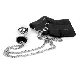 Наручники з металевою анальною пробкою Art of Sex Handcuffs with Metal Anal Plug  size M Black. Photo 2