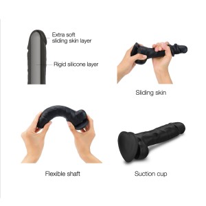 Реалістичний фалоімітатор Strap-On-Me Sliding Skin Realistic Dildo Black - XXL, ефект рухливої шкіри. Photo 3
