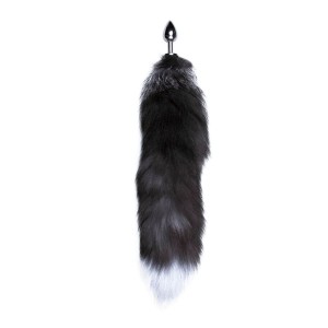 Металева анальна пробка Лисячий хвіст Alive Black And White Fox Tail S, діаметр 2,9 см. Photo 2