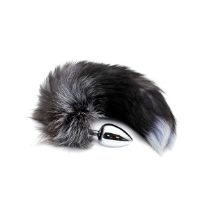 Металева анальна пробка Лисячий хвіст Alive Black And White Fox Tail L, діаметр 3,9 см. Photo 2